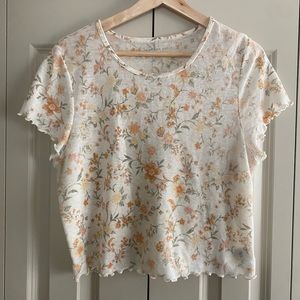 American Eagle Lettuce Hem Floral Top